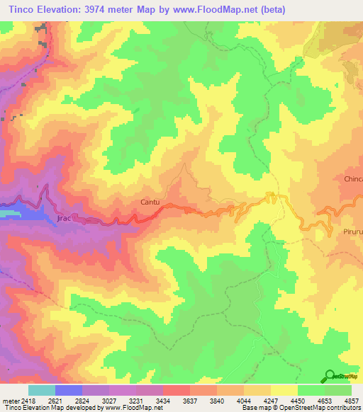 Tinco,Peru Elevation Map