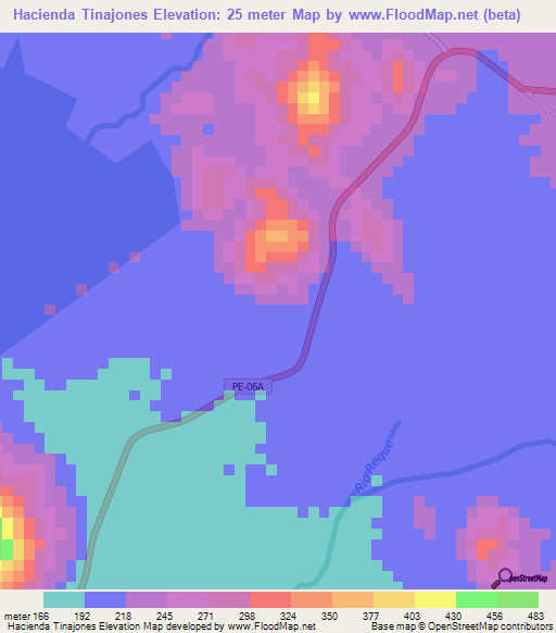 Hacienda Tinajones,Peru Elevation Map