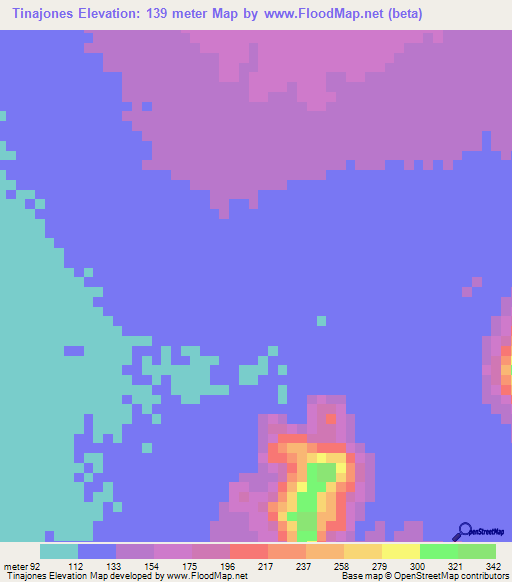 Tinajones,Peru Elevation Map