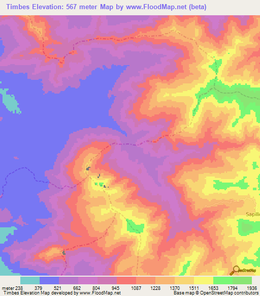 Timbes,Peru Elevation Map