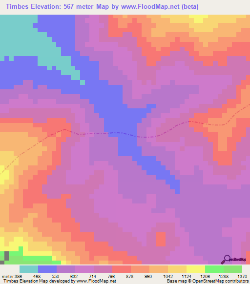 Timbes,Peru Elevation Map