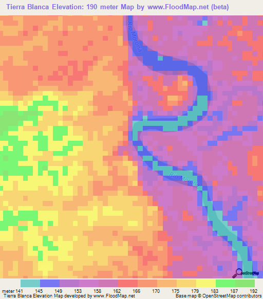 Tierra Blanca,Peru Elevation Map