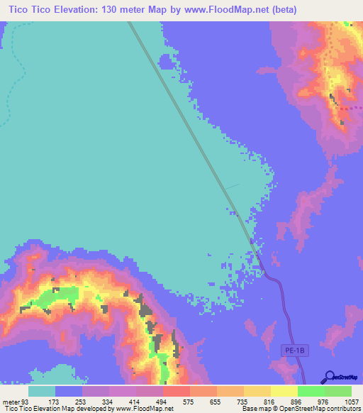 Tico Tico,Peru Elevation Map