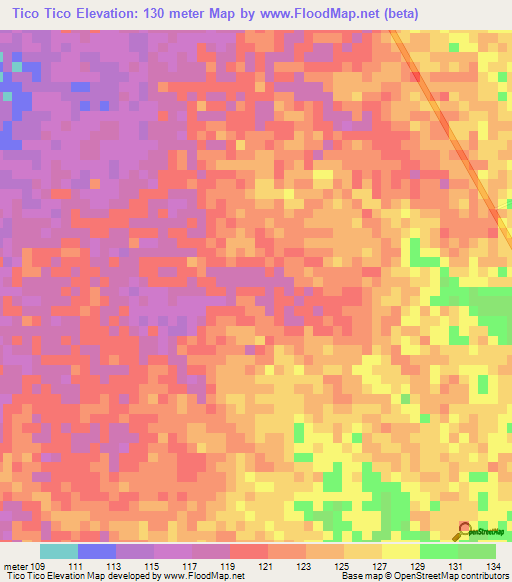 Tico Tico,Peru Elevation Map