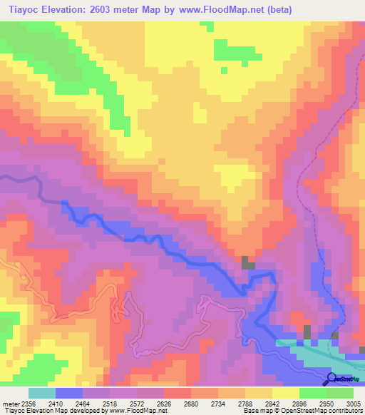 Tiayoc,Peru Elevation Map