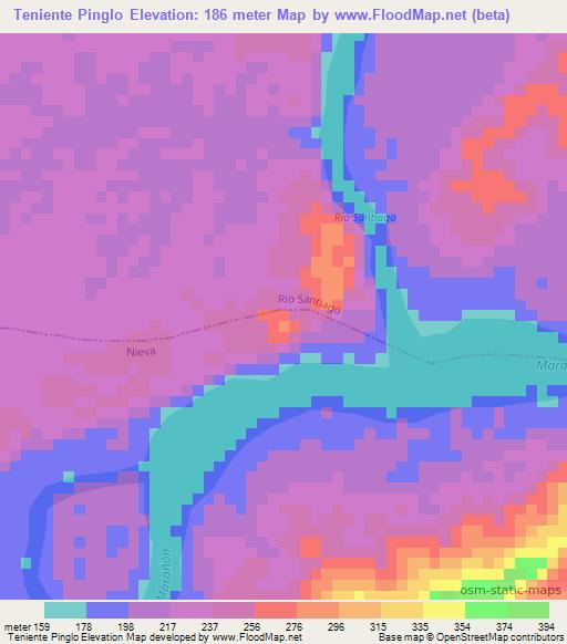 Teniente Pinglo,Peru Elevation Map