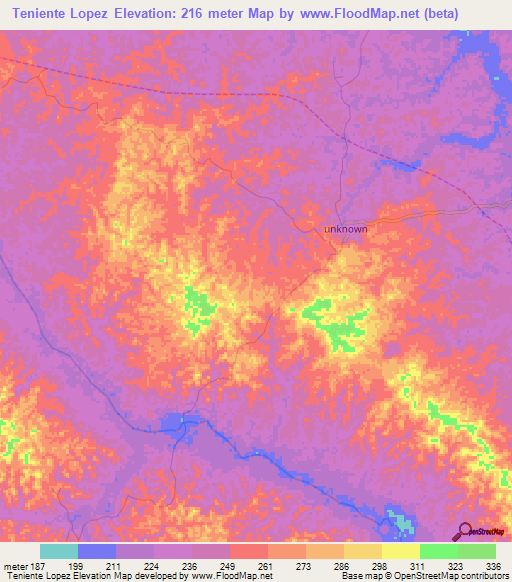 Teniente Lopez,Peru Elevation Map