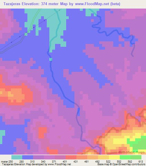Tazajeras,Peru Elevation Map