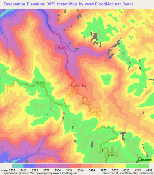 Tayabamba,Peru Elevation Map