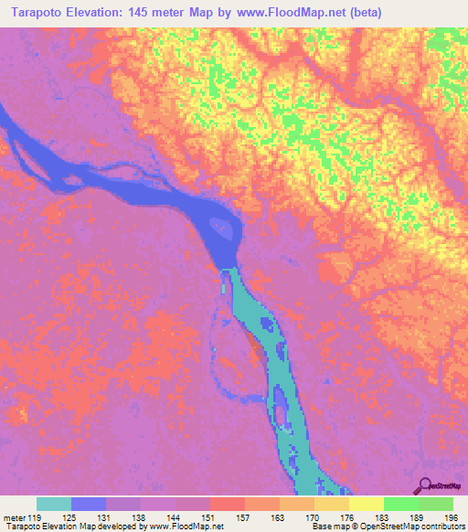 Tarapoto,Peru Elevation Map
