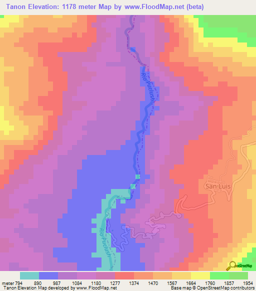 Tanon,Peru Elevation Map
