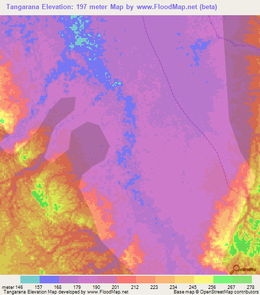 Tangarana,Peru Elevation Map