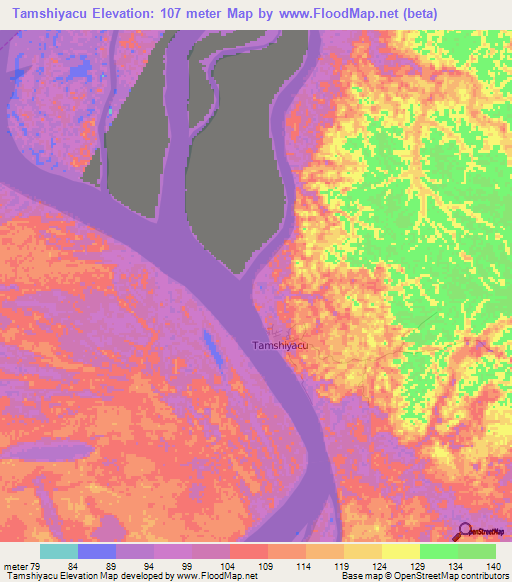 Tamshiyacu,Peru Elevation Map