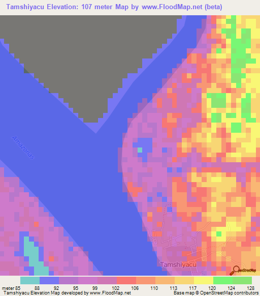 Tamshiyacu,Peru Elevation Map