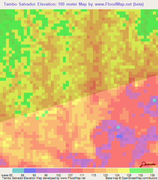 Tambo Salvador,Peru Elevation Map