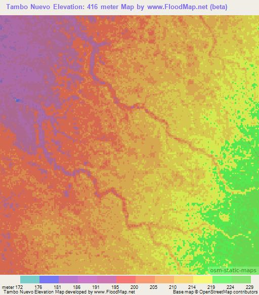 Tambo Nuevo,Peru Elevation Map