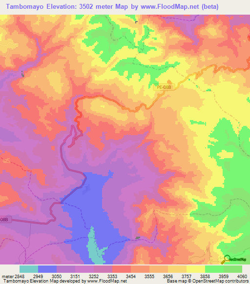 Tambomayo,Peru Elevation Map