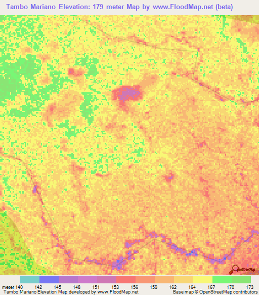 Tambo Mariano,Peru Elevation Map