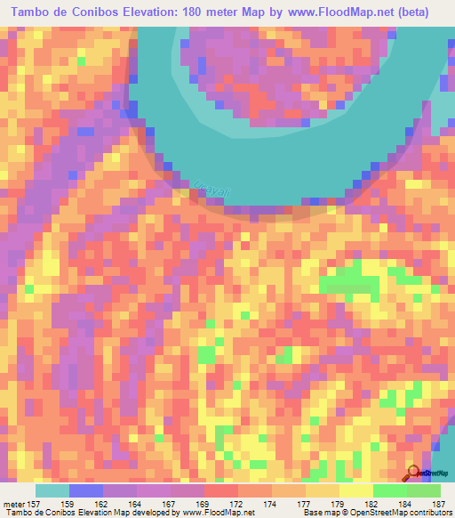 Tambo de Conibos,Peru Elevation Map