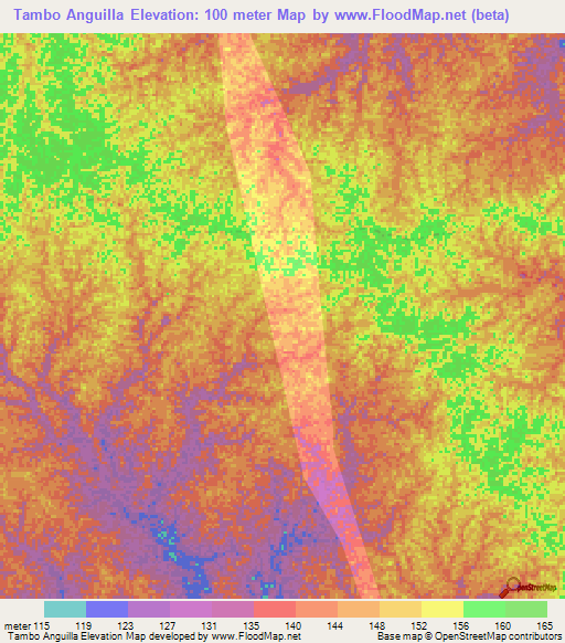 Tambo Anguilla,Peru Elevation Map