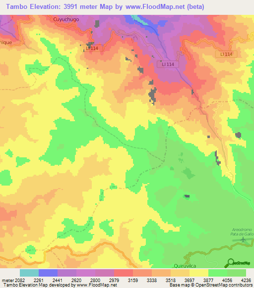 Tambo,Peru Elevation Map