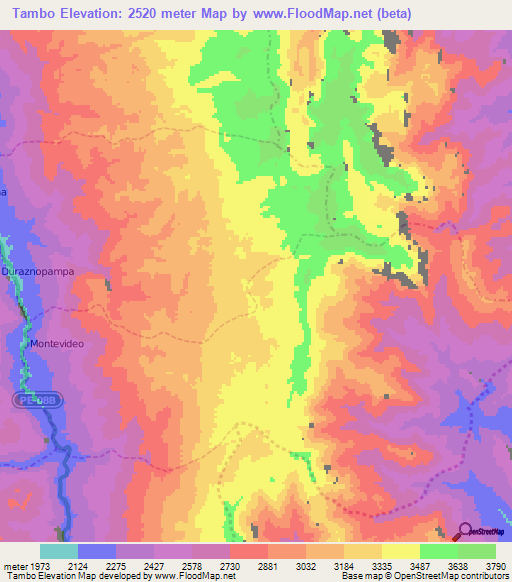 Tambo,Peru Elevation Map