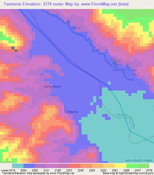 Tamberia,Peru Elevation Map