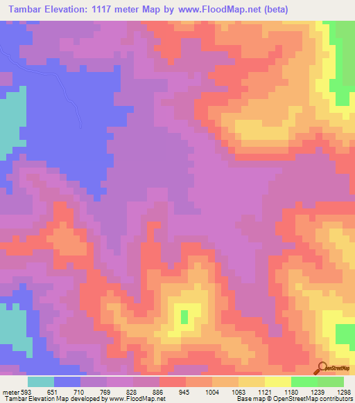 Tambar,Peru Elevation Map