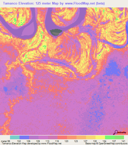 Tamanco,Peru Elevation Map