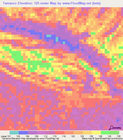 Tamanco,Peru Elevation Map