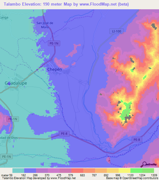 Talambo,Peru Elevation Map