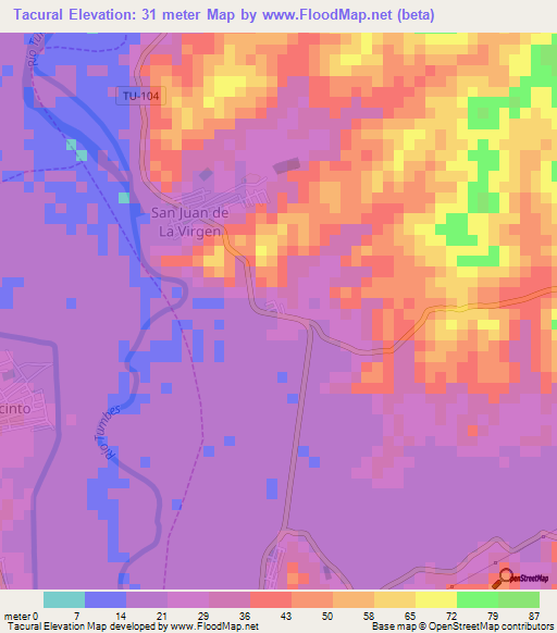 Tacural,Peru Elevation Map