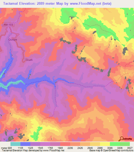 Tactamal,Peru Elevation Map
