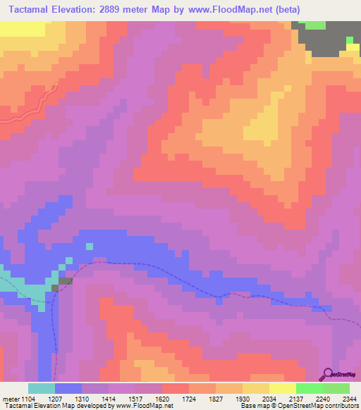 Tactamal,Peru Elevation Map