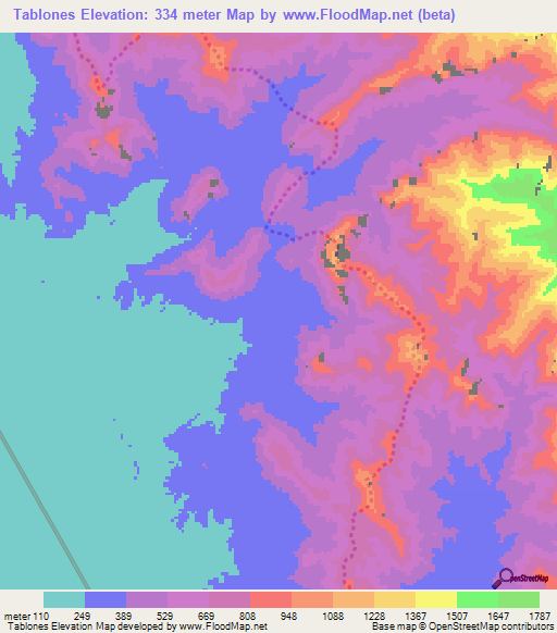 Tablones,Peru Elevation Map