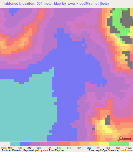 Tablones,Peru Elevation Map