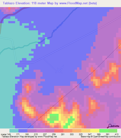 Tablazo,Peru Elevation Map