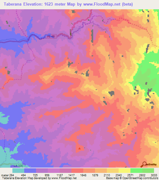 Taberana,Peru Elevation Map