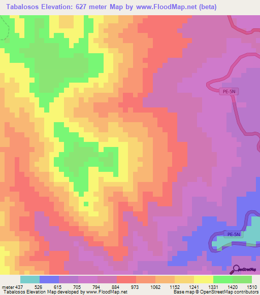 Tabalosos,Peru Elevation Map