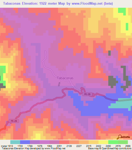 Tabaconas,Peru Elevation Map