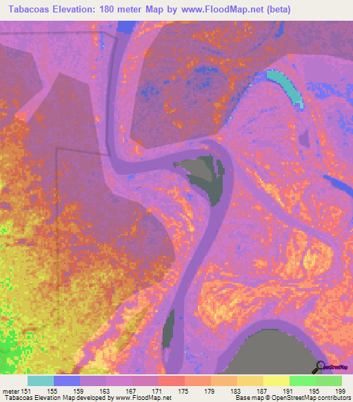 Tabacoas,Peru Elevation Map