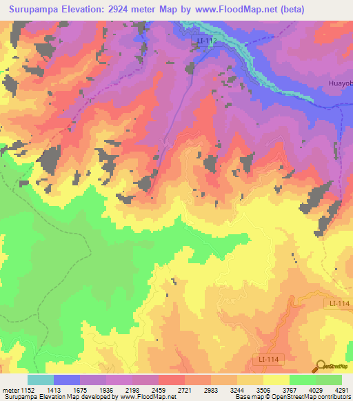 Surupampa,Peru Elevation Map