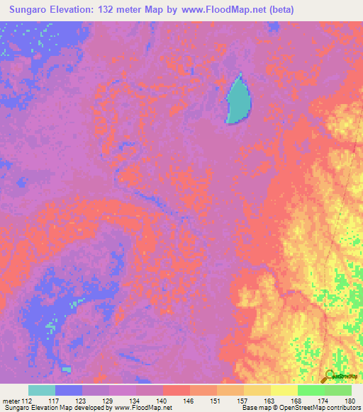 Sungaro,Peru Elevation Map
