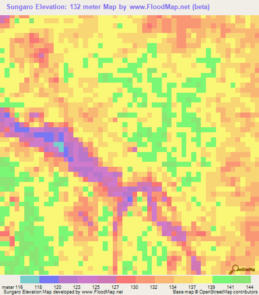 Sungaro,Peru Elevation Map