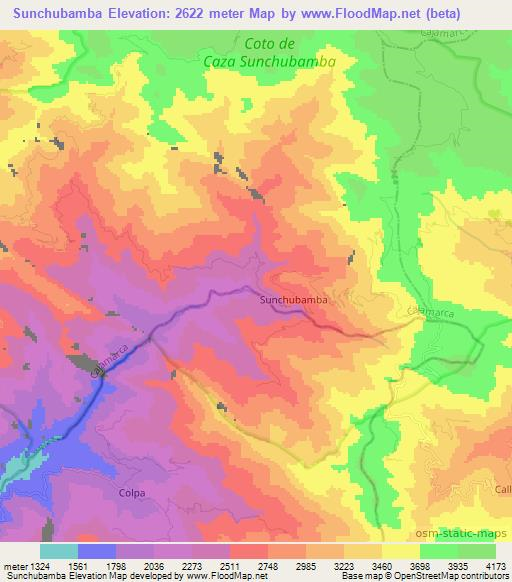 Sunchubamba,Peru Elevation Map