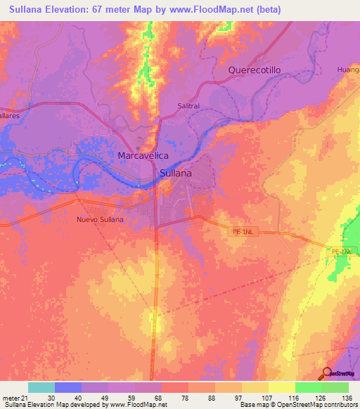 Sullana,Peru Elevation Map