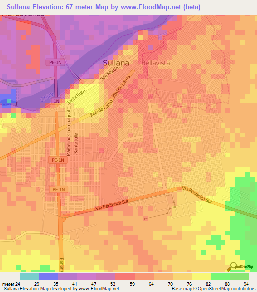 Sullana,Peru Elevation Map