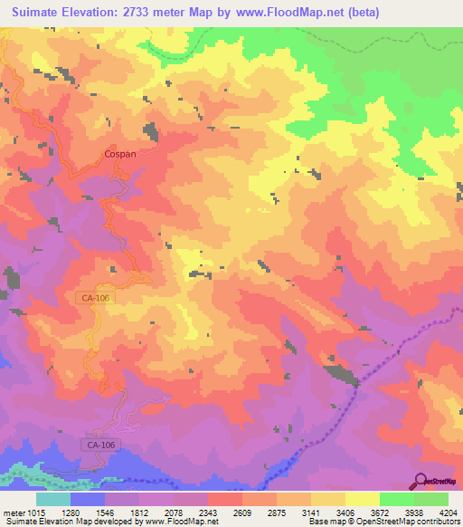 Suimate,Peru Elevation Map
