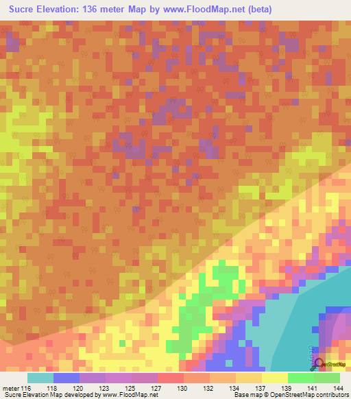 Sucre,Peru Elevation Map