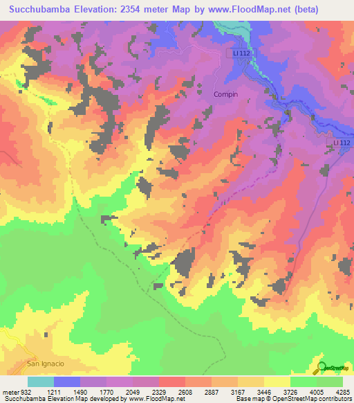 Succhubamba,Peru Elevation Map